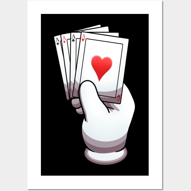 Cartoon Hand With Glove Holding Pack Of Cards Wall Art by TheMaskedTooner